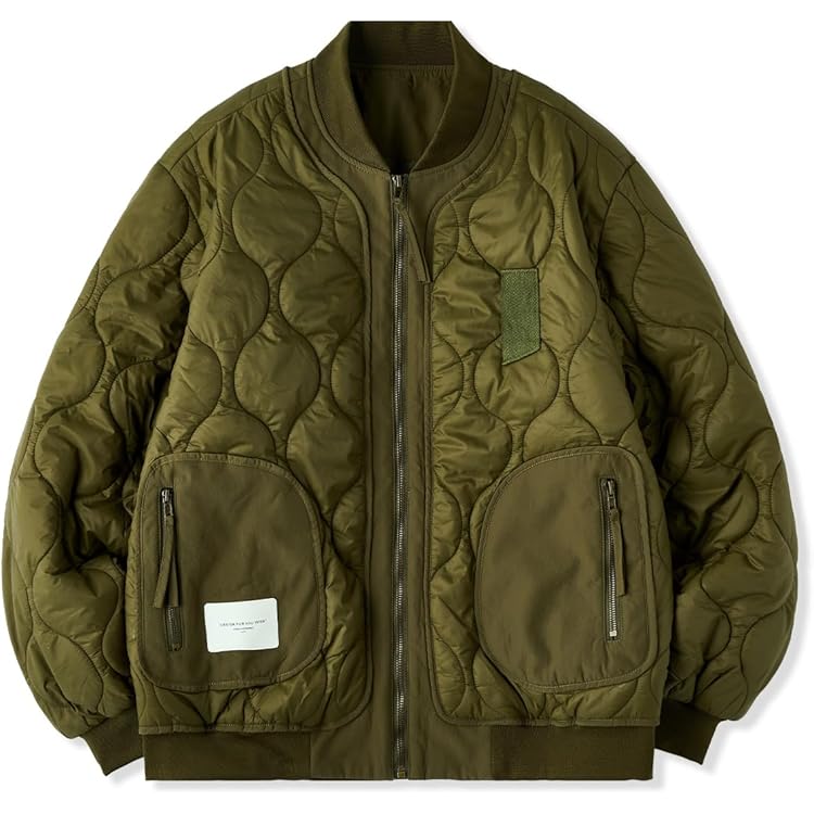 Amazon | [karaku] 機能4ポケット 中綿入りキルティングジャケット (JP